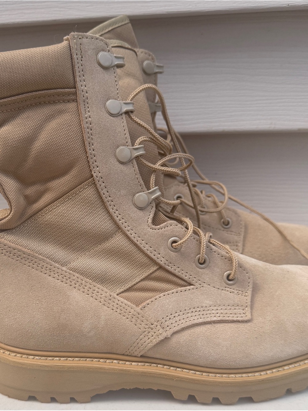 Vibram PT 8430 UFCW Sz 7 W Lace Up Military Boots Steel Toe Tan Hot Weather NEW